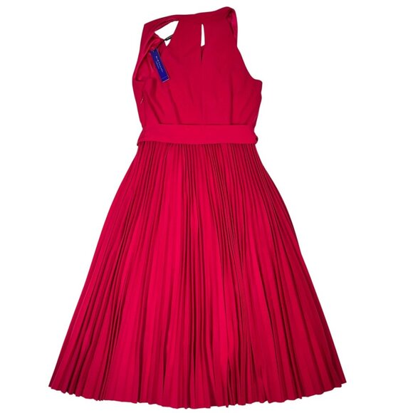 Elie Tahari Collection Womens Pink Fit & Flare Pleated Cowl Neck Dress Size 6 - Picture 4 of 16